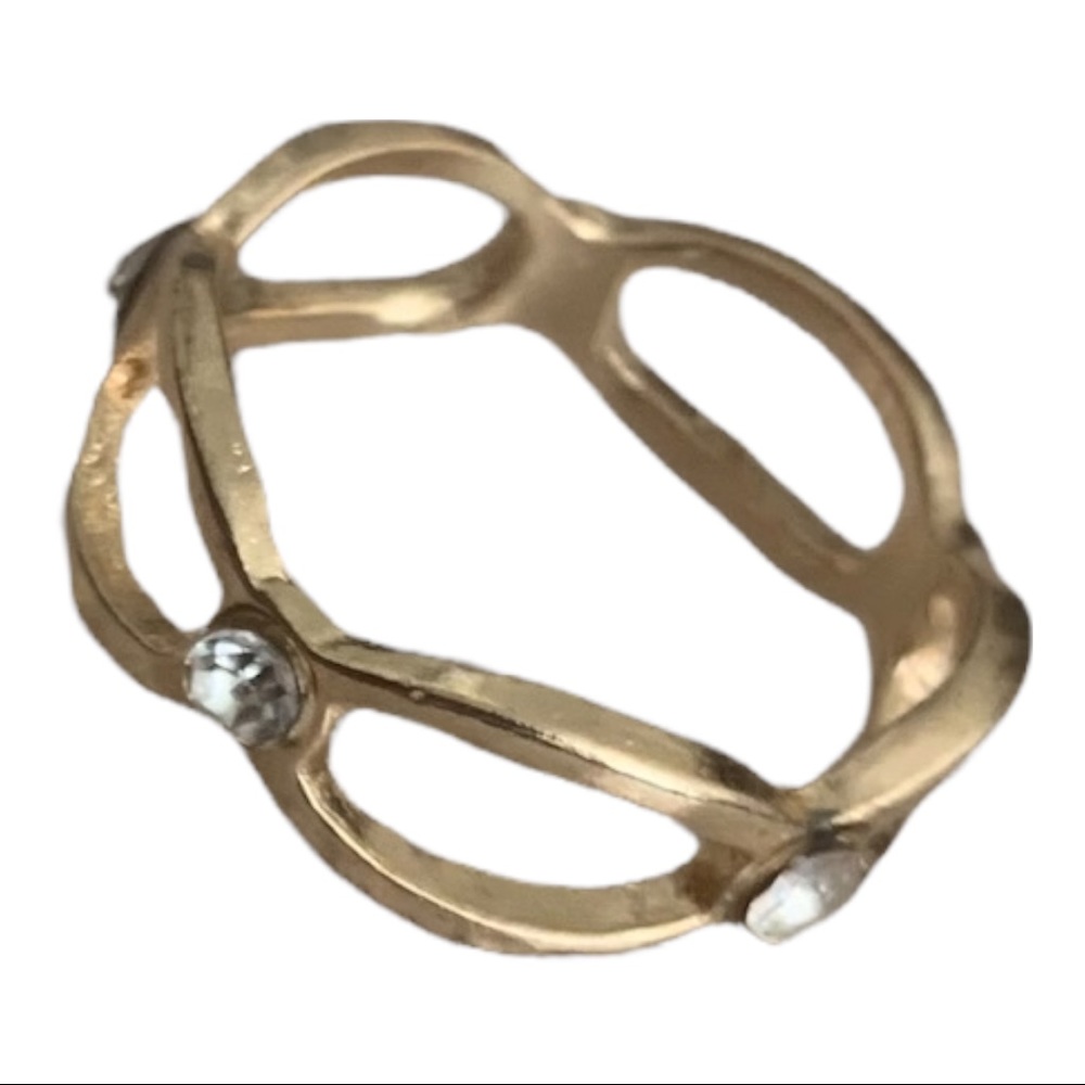 3/30💙 Gold Key Link Rhinestone Ring